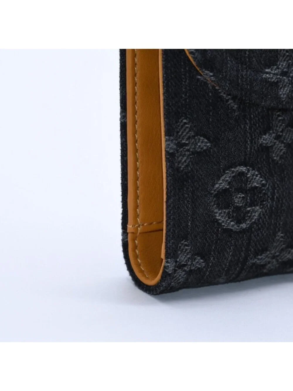 Louis Vuitton Monogram Denim Portefeuille Amelia Trifold Wallet Black Yellow